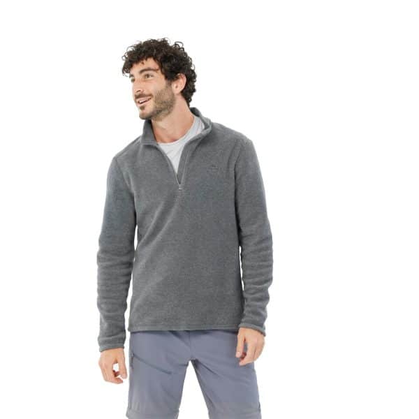 POLAR DE MONTAÑA Y TREKKING MEDIA CREMALLERA HOMBRE  MH 100  QUECHUA GRIS